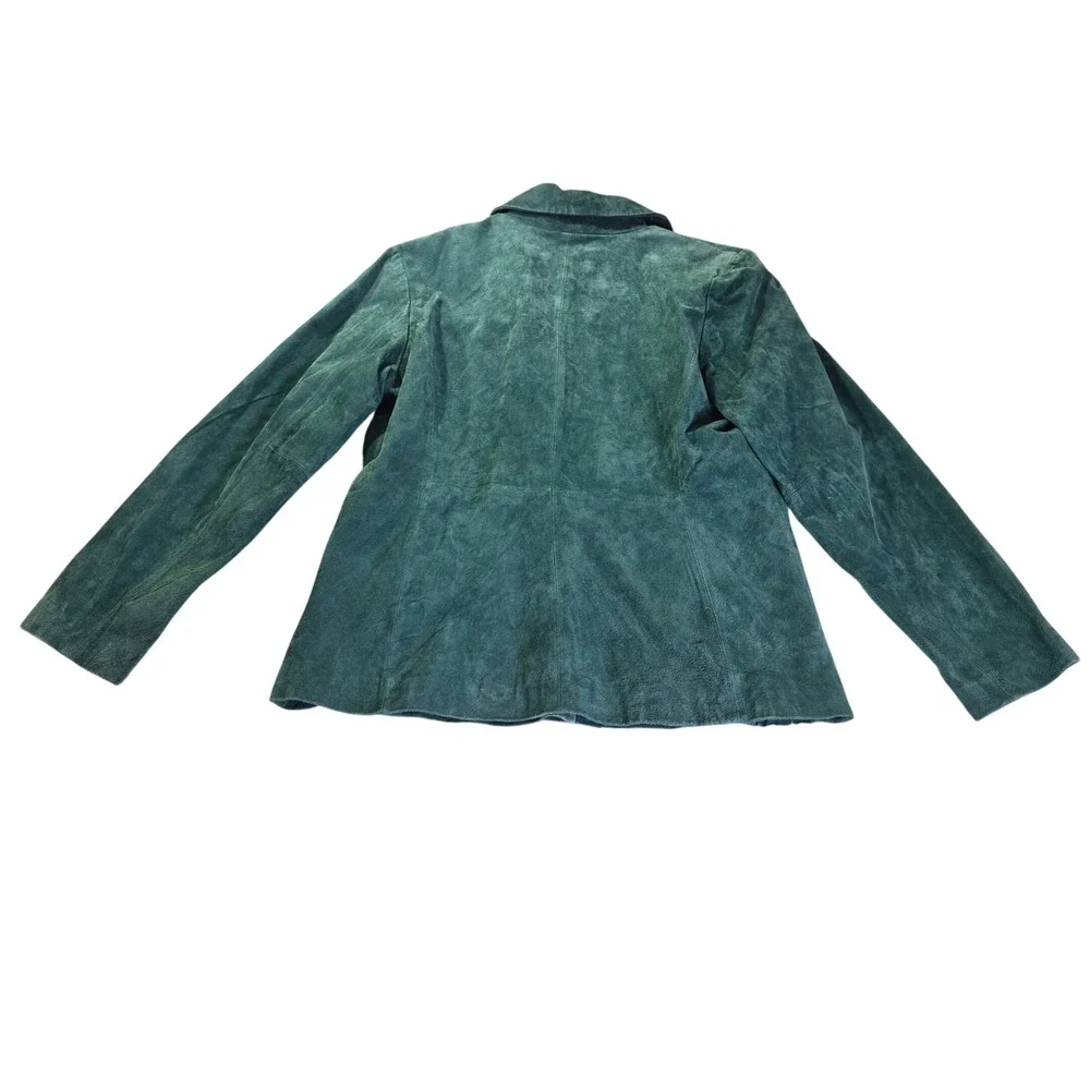 Siena Suede Leather Blazer WS88805-FOR Womens 14 Teal Green Two Button Jacket